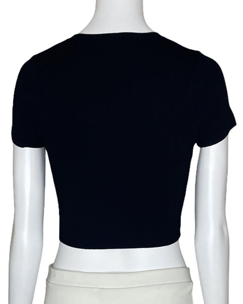 Top Zara Crop Punto Negro-Talla S