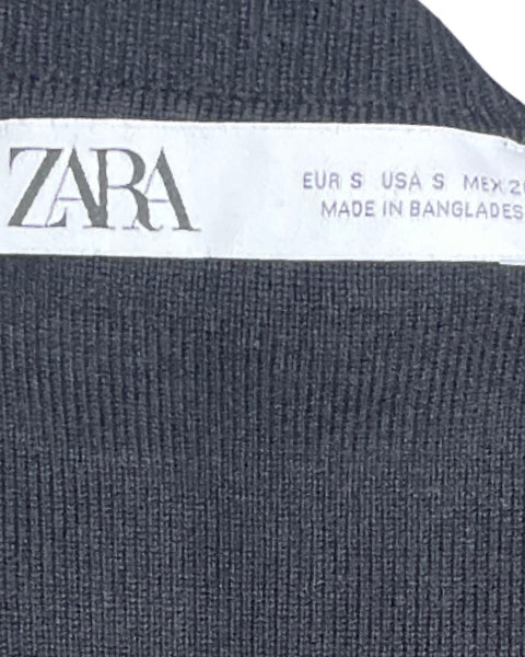 Top Zara Crop Punto Negro-Talla S