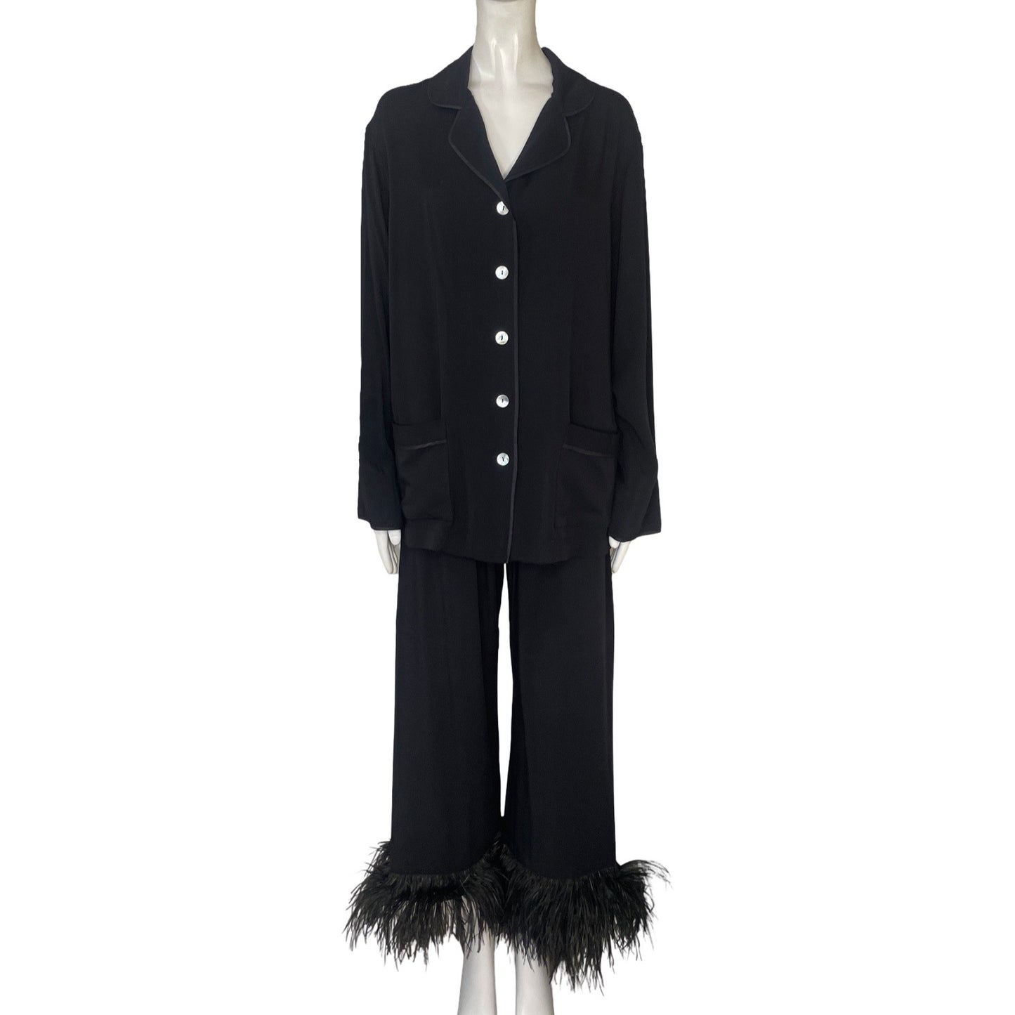 Set Sleeper Camisa + Pantalón Plumas Negro - Talla M