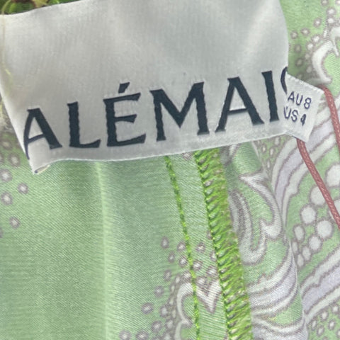 Pantalón Alemais Seda Estampado Verde - Talla 4