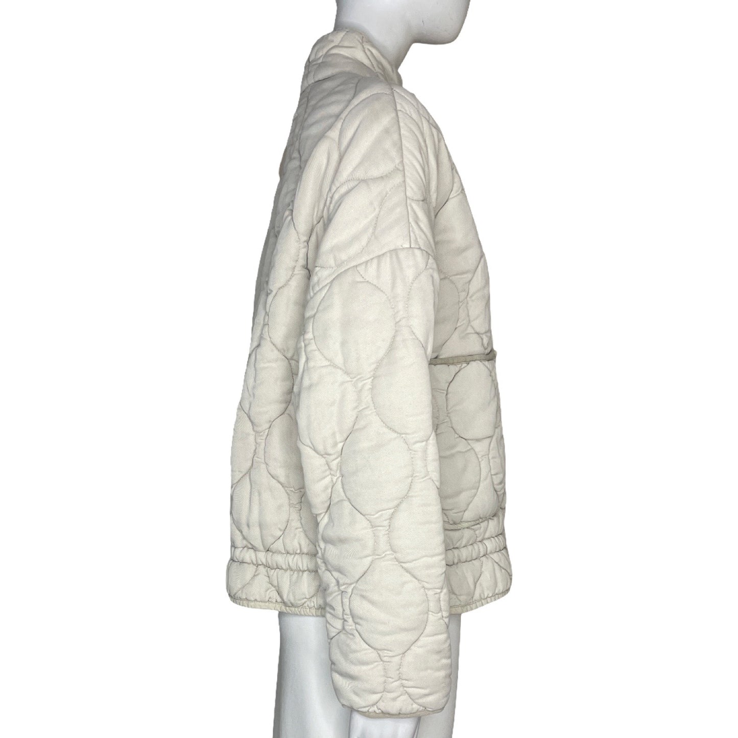 Abrigo Zara Acolchonado Bolsillos Beige - Talla XS
