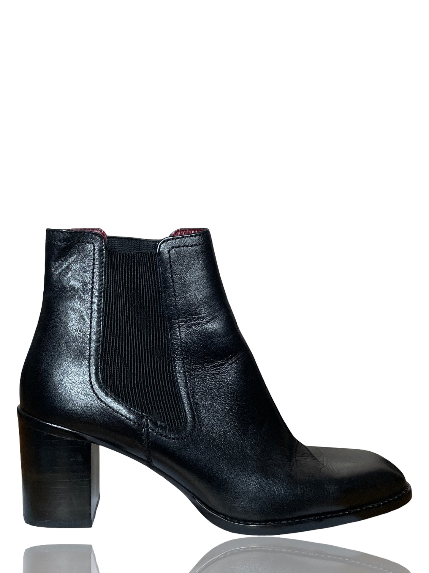 Calzado Zara Botín Tacón Ancho Negro-Talla 40