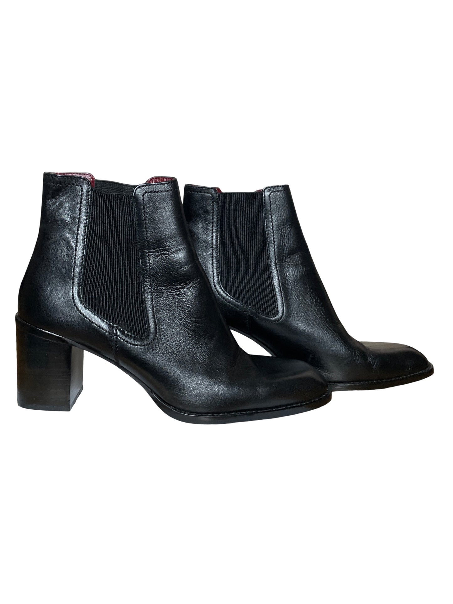 Calzado Zara Botín Tacón Ancho Negro-Talla 40