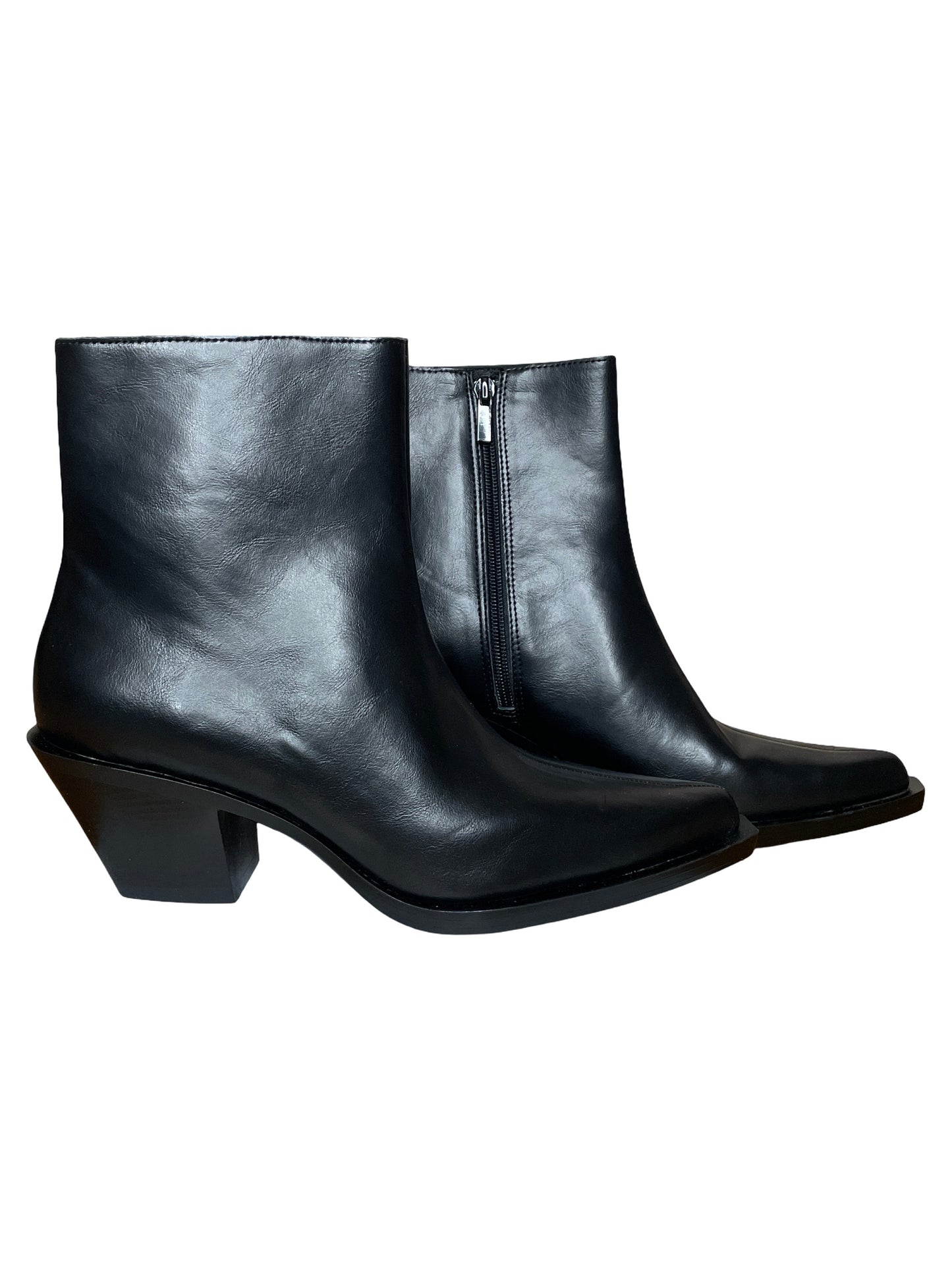 Calzado Zara Botín Tacón Cowboy Negro-Talla 40