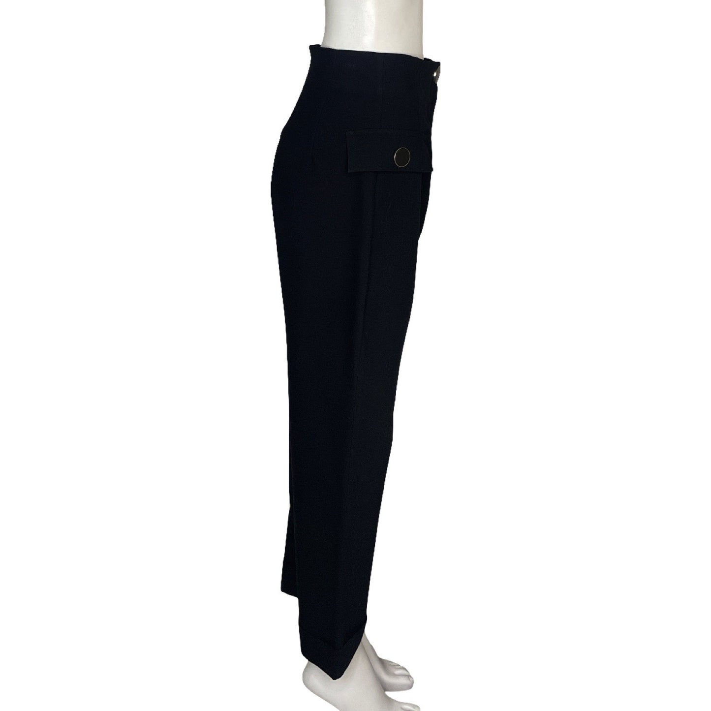 Pantalón Zara Culotte Bolsillos Negro - Talla M