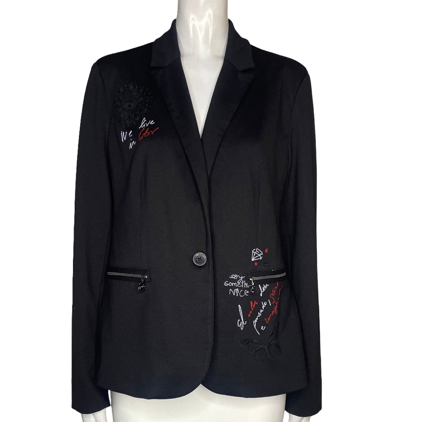 Blazer Desigual Bordados Negro - Talla 8