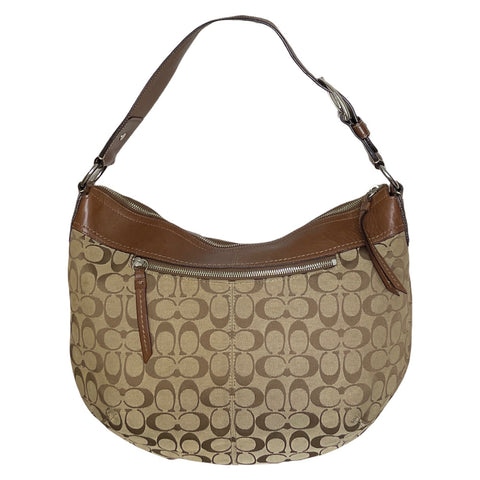* Cartera Cooach Signature Pleated Hobo Marròn