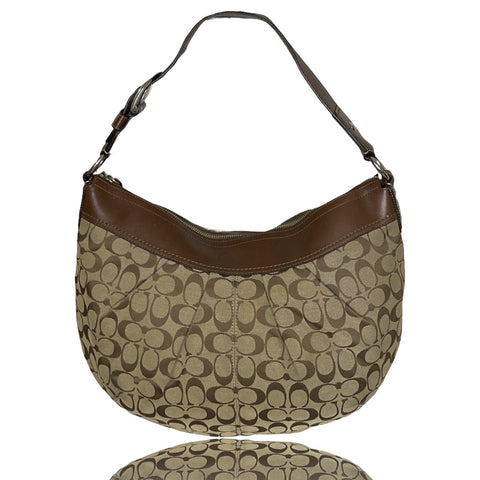 * Cartera Cooach Signature Pleated Hobo Marròn