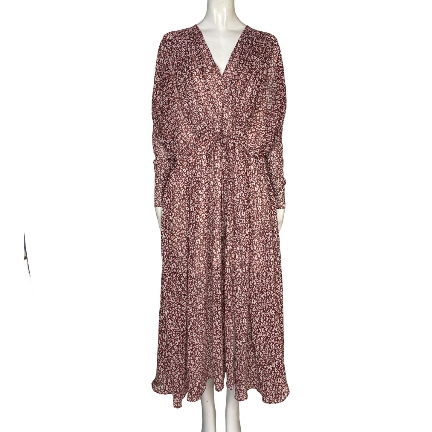 Vestido Ted Baker Cuello V Estampado Rojo - Talla 1