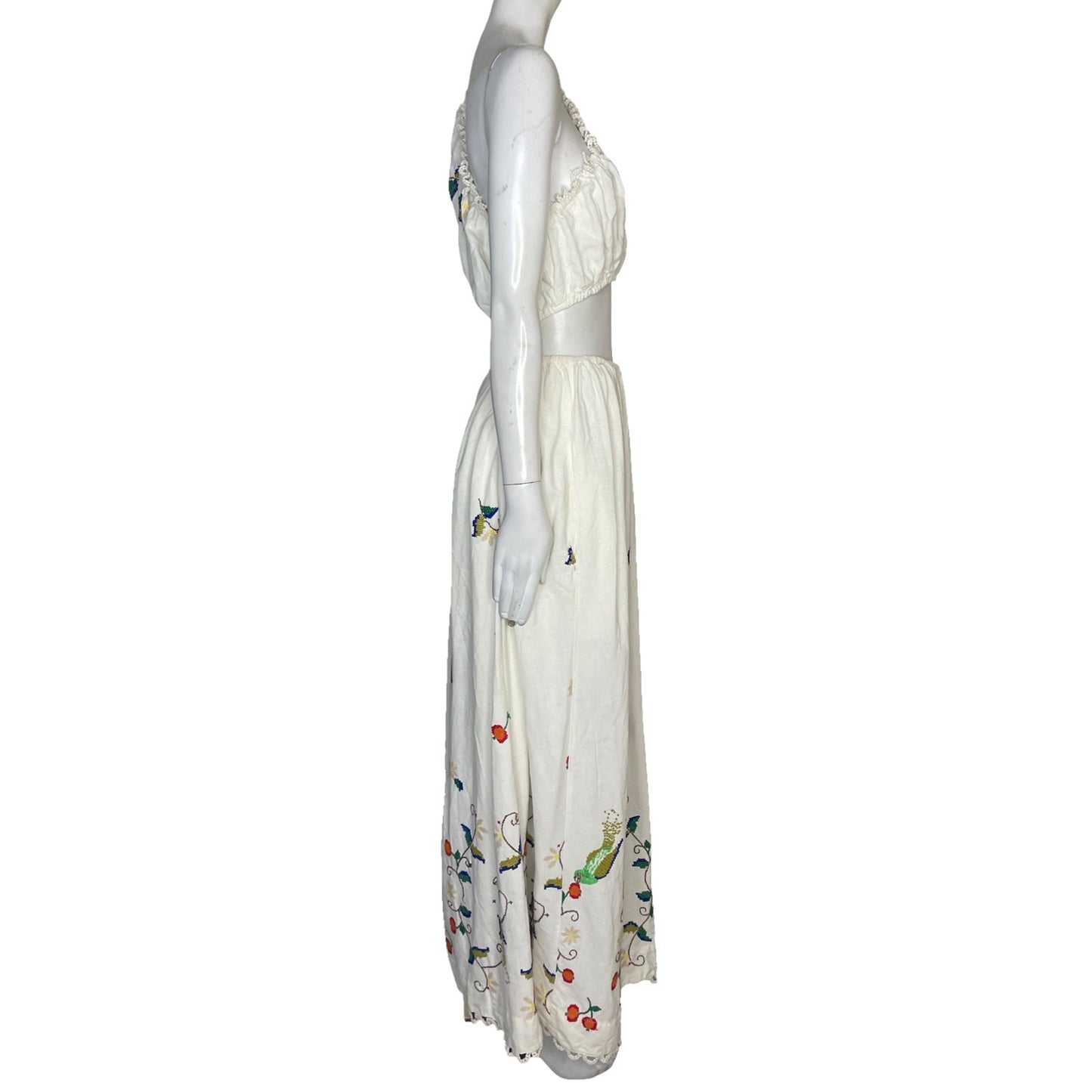 Vestido Farm Rio One Shoulder Bordados Blanco - Talla M