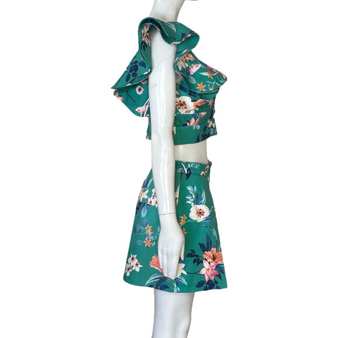 Set Latiste Top + Falda Floral Verde - Talla M