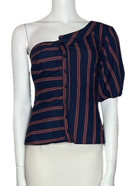 Top TopShop One Shoulder Azul-Talla 4