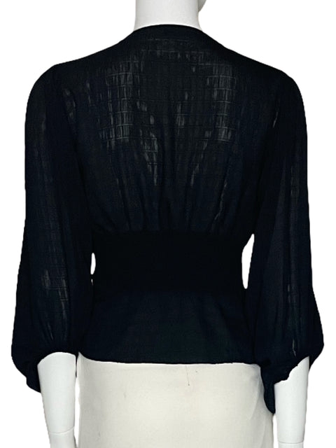 Blusa Cotton:On Mangas Puff Negro-Talla S