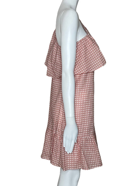 Vestido Cotton:On One Shoulder Cuadros Rosado-Talla S