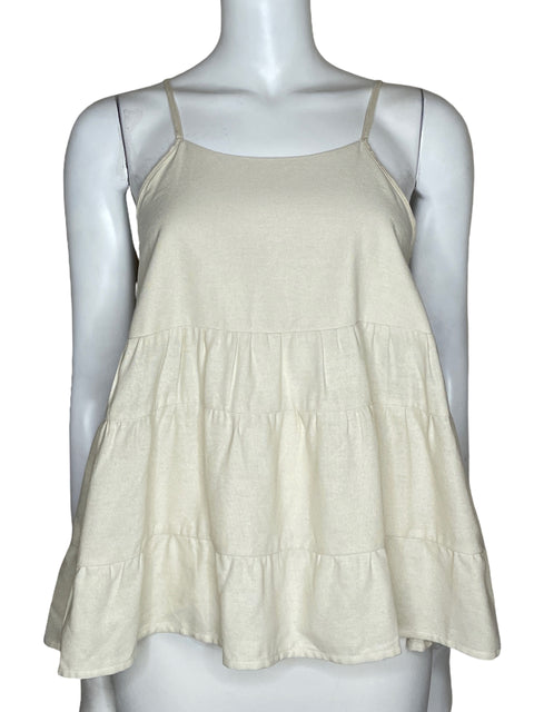Top Touché Sin Mangas Beige-Talla S