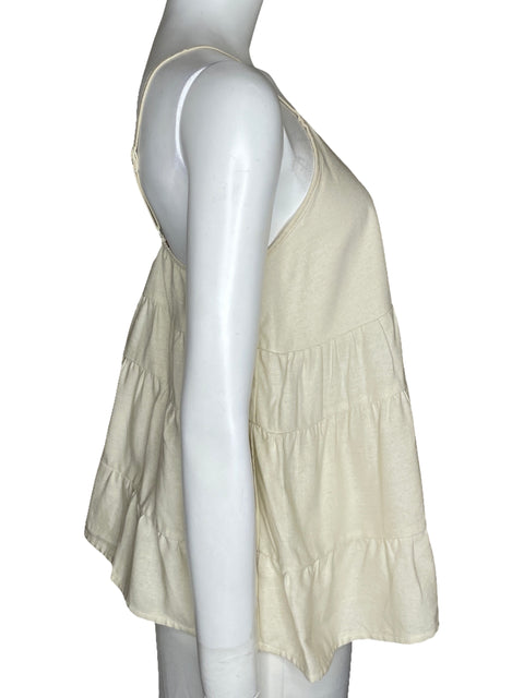 Top Touché Sin Mangas Beige-Talla S