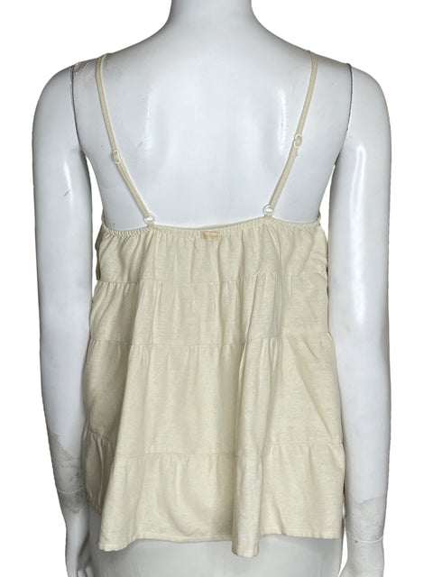 Top Touché Sin Mangas Beige-Talla S