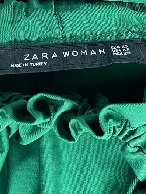 Falda Zara Mini Verde-Talla XS