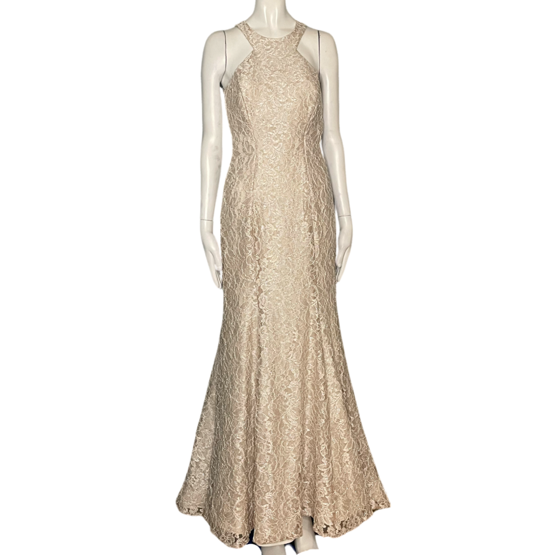 Vestido Camille LaVie Halter Encaje Cruzado Dorado Talla 6 The