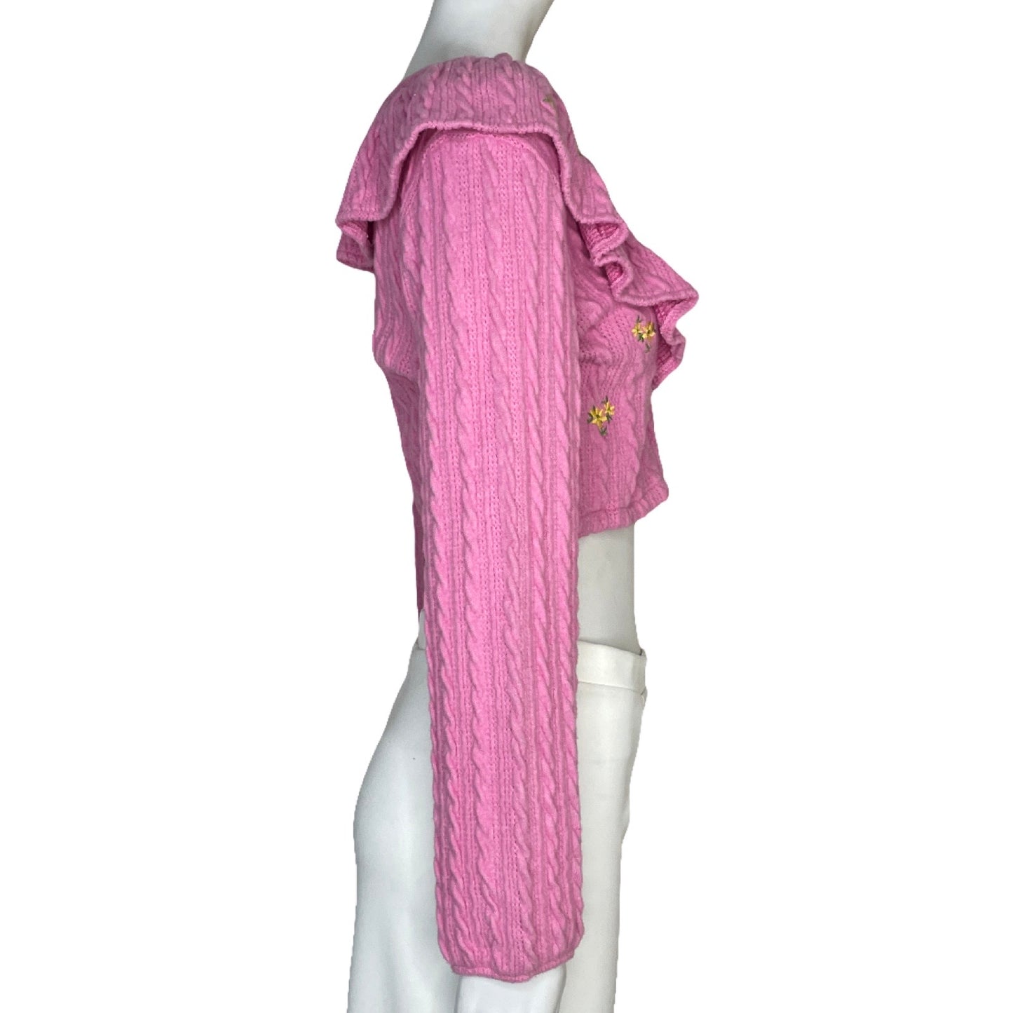 Top Zara Acanaldo Mangas Larga Rosado - Talla S