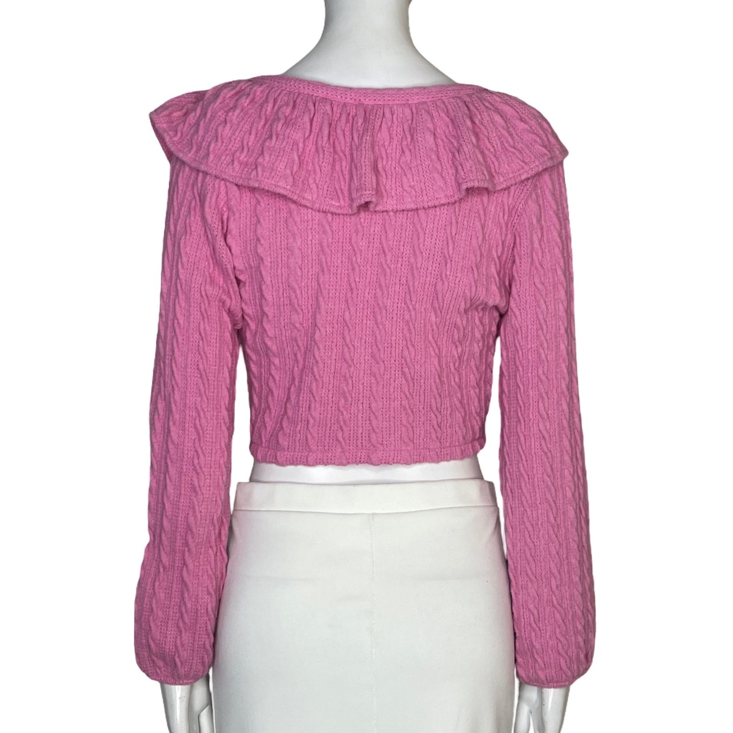 Top Zara Acanaldo Mangas Larga Rosado - Talla S