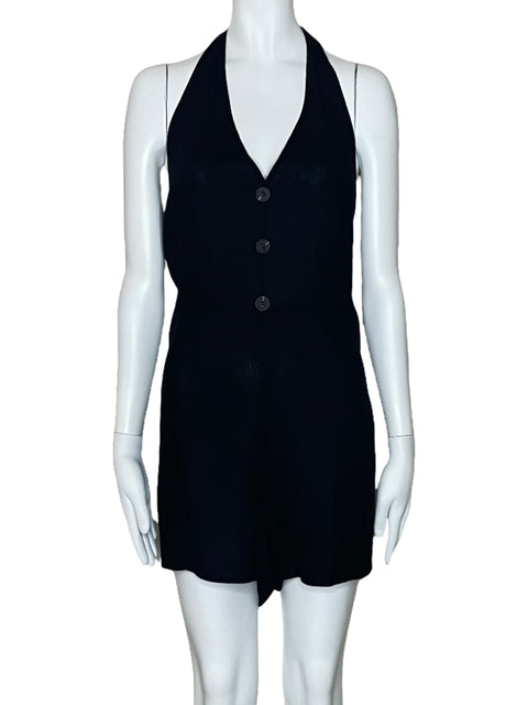 Romper Cotton:On Halter Botones Negro-Talla M