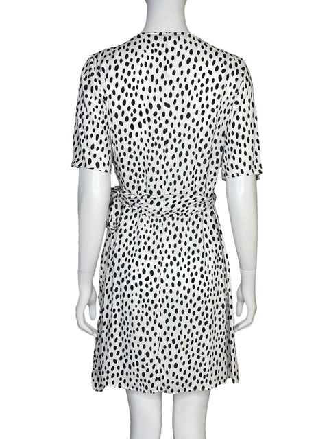 Vestido Zara Cuello V Bolas Blanco - Talla XS