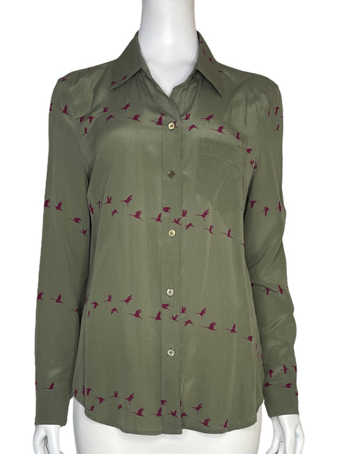 Blusa Equipment Aves Verde - Talla S