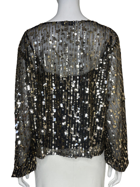 Blusa Trina Turk Lentejuelas Negro - Talla S