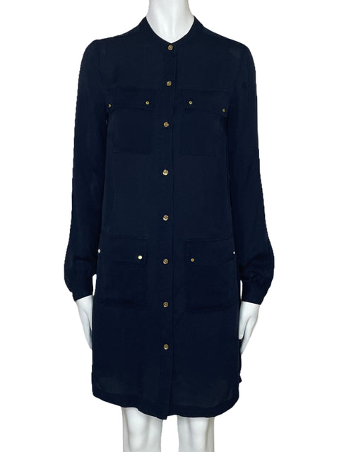 Vestido Michael Kors Camisero Bolsillos Azul-Talla 0