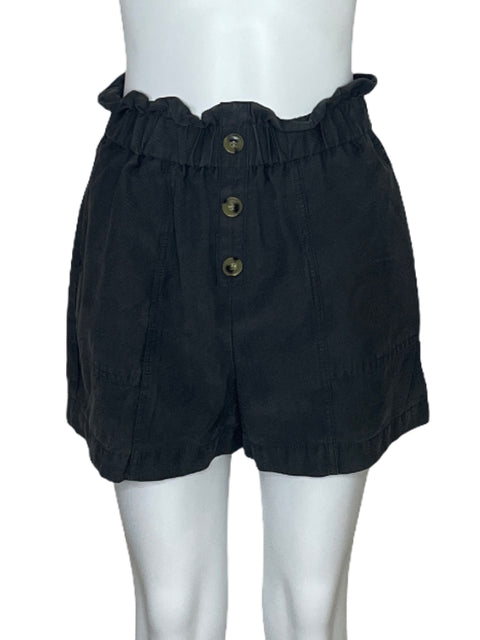 Short Zara Tiro Alto Fruncido Gris-Talla XS