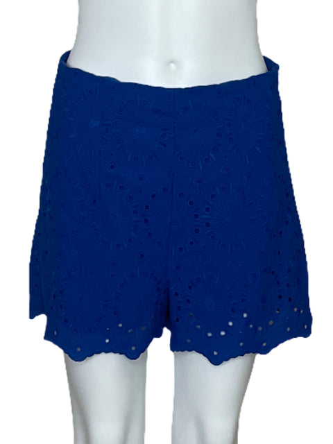 Short Zara Perforado Tiro Alto Azul-Talla M