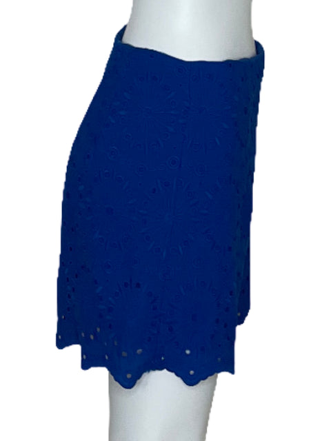 Short Zara Perforado Tiro Alto Azul-Talla M