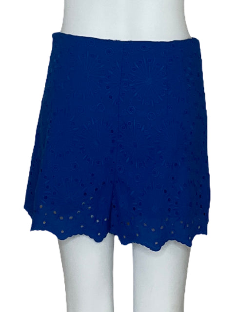 Short Zara Perforado Tiro Alto Azul-Talla M
