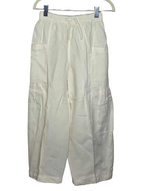 Pantalon Zara Bolsillos Lino Beige - Talla 8