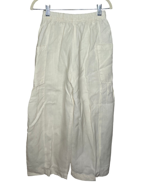 Pantalon Zara Bolsillos Lino Beige - Talla 8