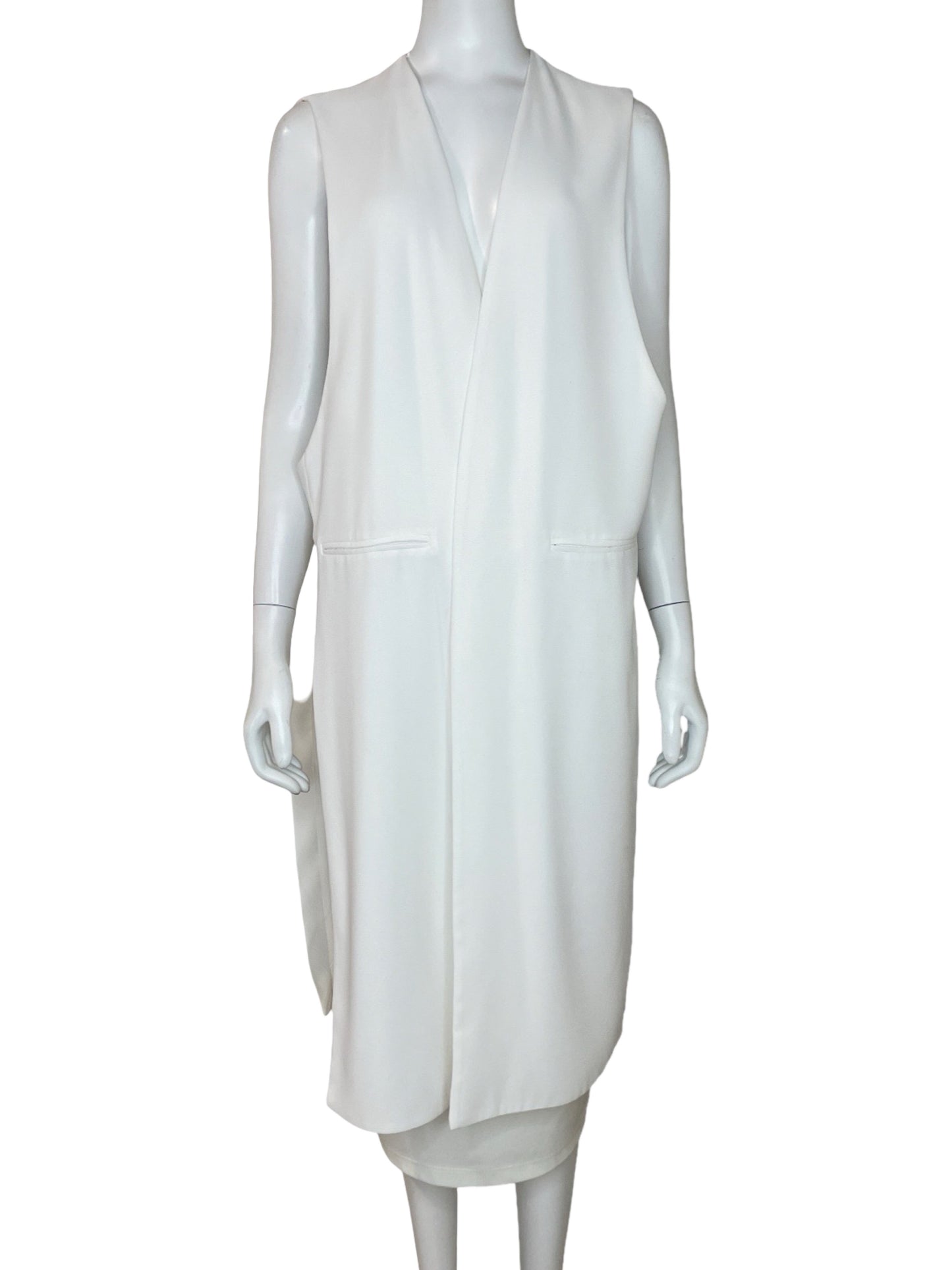 Cardigan Zara Sin Mangas Blanco - Talla S