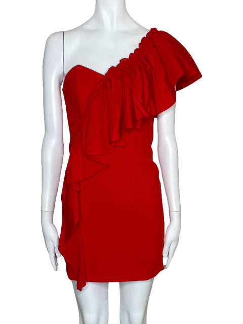Vestido Cinq á Sept One Shoulder Vuelo Naranja-Talla 0