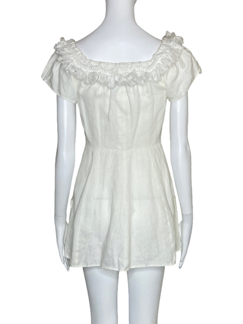 Vestido Reformation Bolsillos Botones Blanco-Talla 2