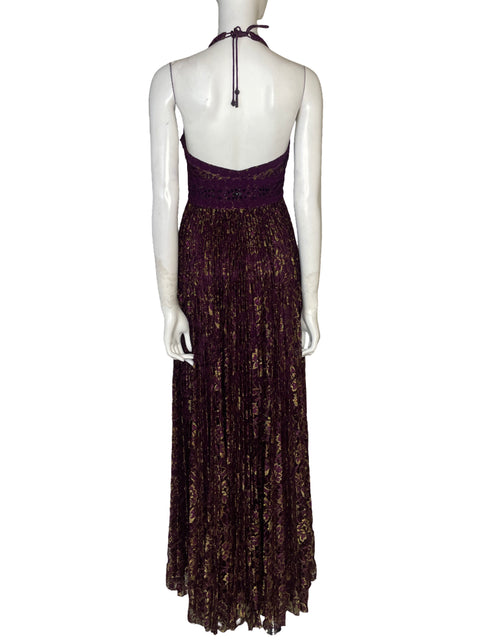 Vestido Sue Wong Halter Brillante Morado - Talla 4