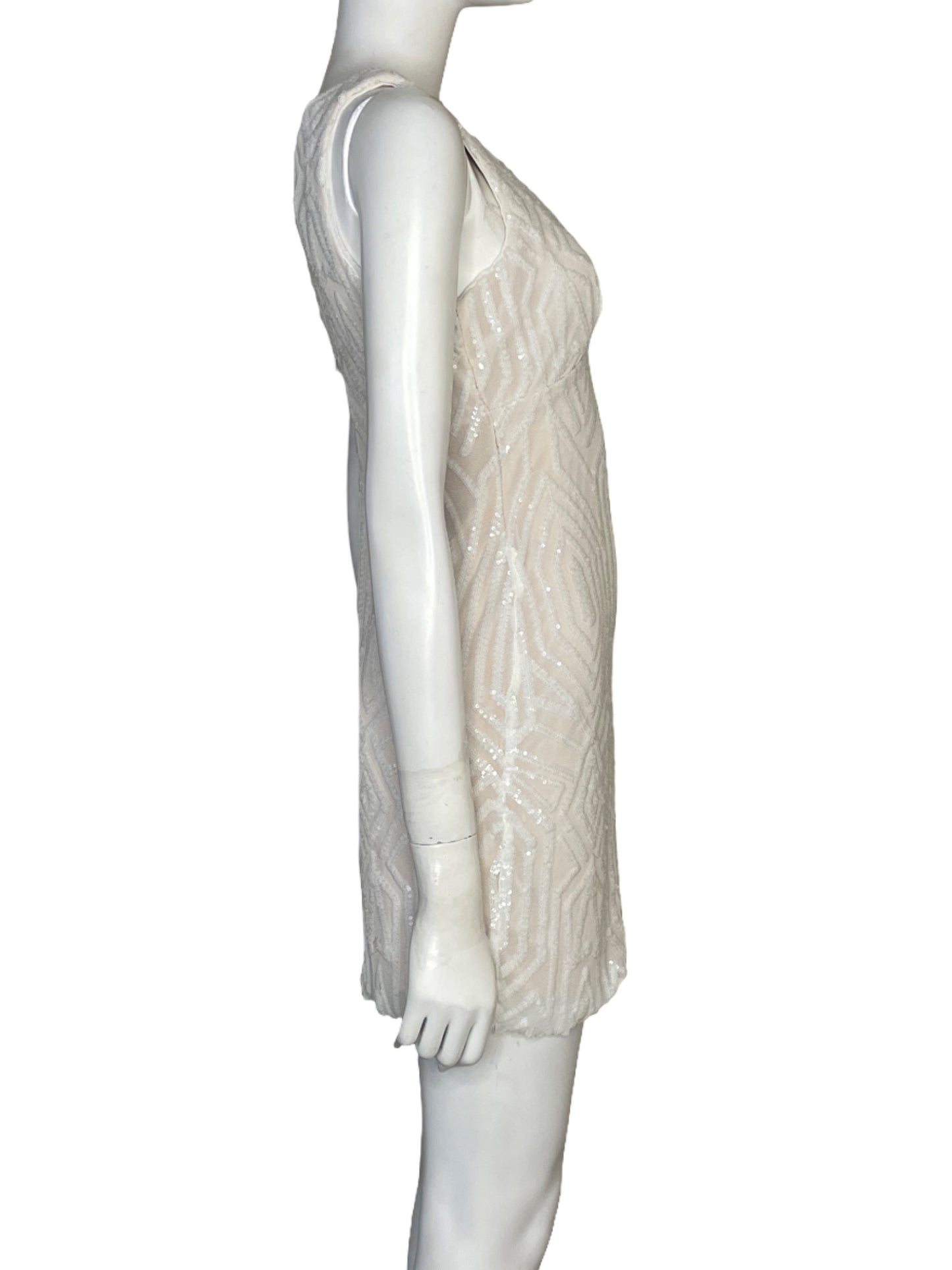 Vestido Morgan & Co Mini Lentejuelas Blanco - Talla 7