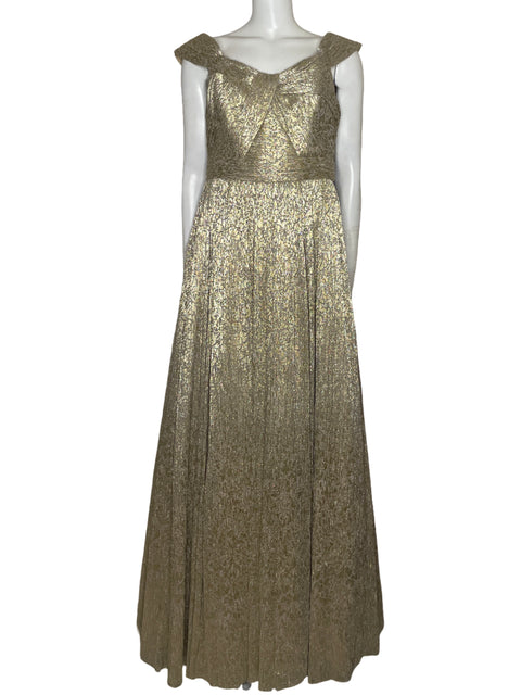 Vestido Aidan Mattox Brillante Dorado - Talla 12