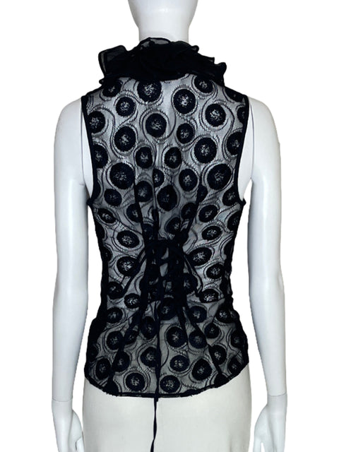 Blusa Anne Fontaine Vuelos Encaje Negro-Talla 38