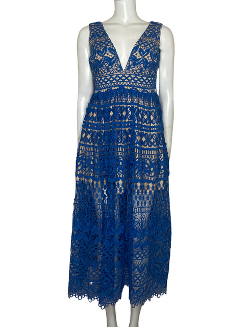 Vestido Just Me Encaje Azul - Talla M