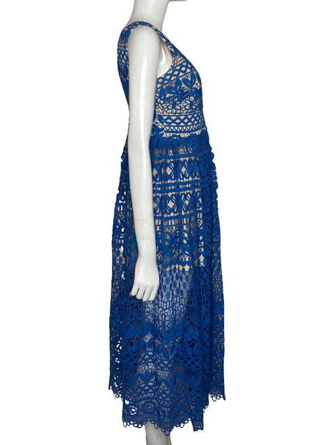 Vestido Just Me Encaje Azul - Talla M
