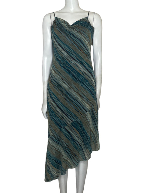 Vestido Sfuzi Tiras Líneas Verde - Talla S
