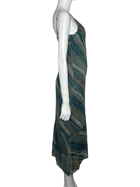 Vestido Sfuzi Tiras Líneas Verde - Talla S