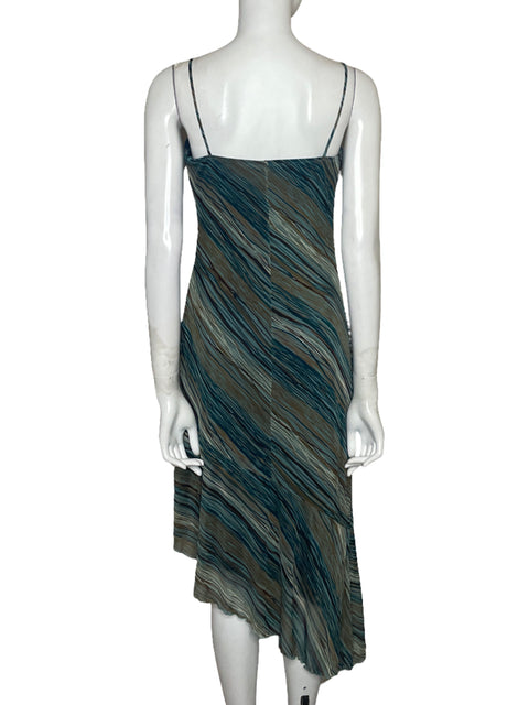 Vestido Sfuzi Tiras Líneas Verde - Talla S