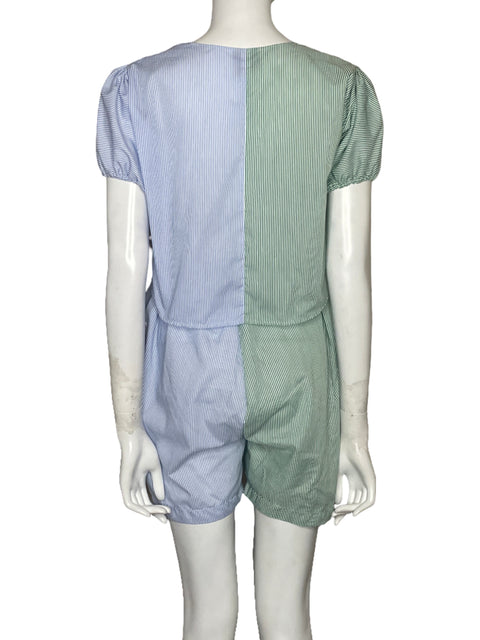 Set Lidia Minota Blusa + Pantalón Líneas Verde - Talla S
