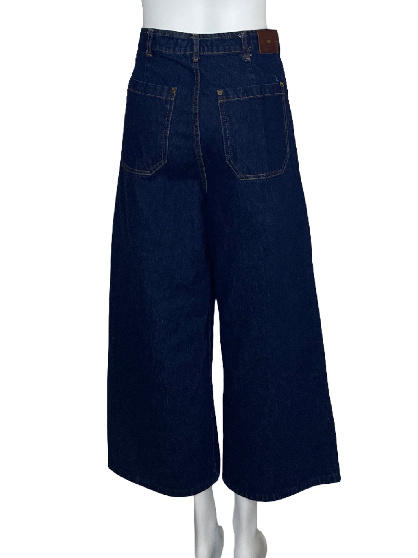 Pantalon Zara Denim Capri Azul-Talla 8